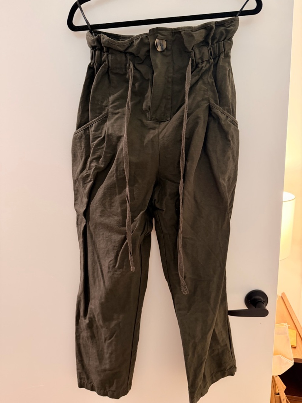 Zara Paperbag Waist Women’s Pants - Olive